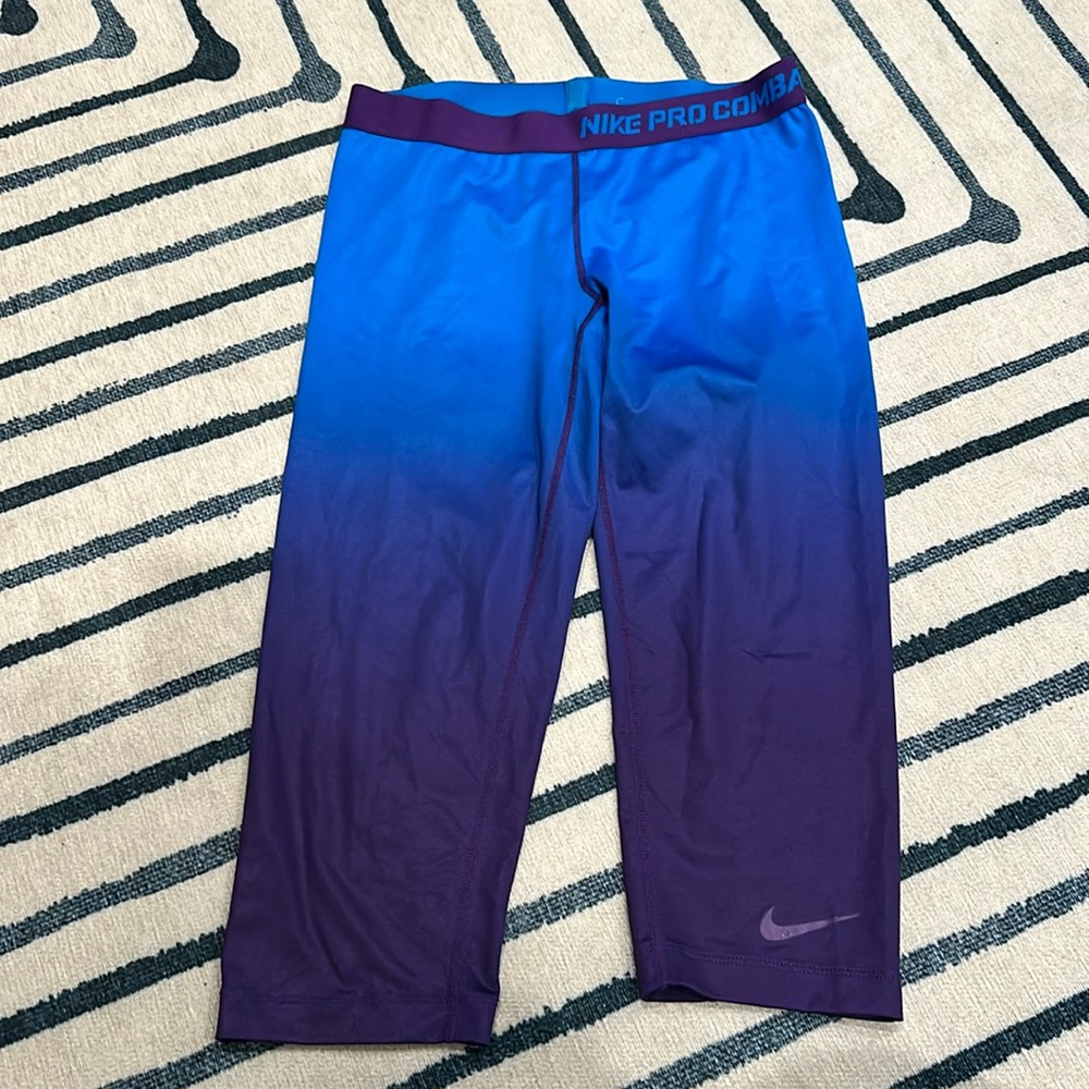 Nike pro combat running tights. Compression blue and purple L